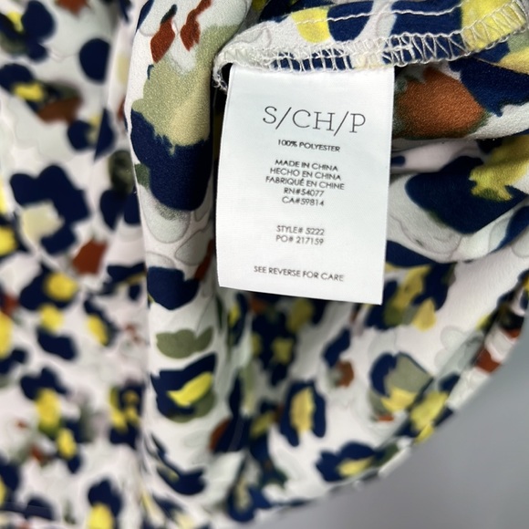 Cabi Fierce Seeing Spots Gathered Ruffle Collar V-Neck Sleeveless Blouse Small - Picture 6 of 7